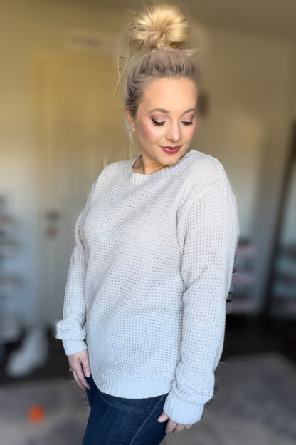 Amelia Hi-Low Waffle Sweater