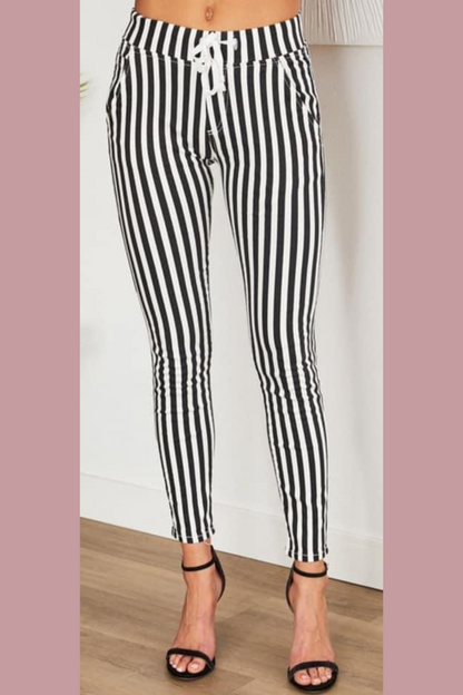 Black & White Stripe Denim Pants
