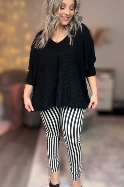 Black & White Stripe Denim Pants
