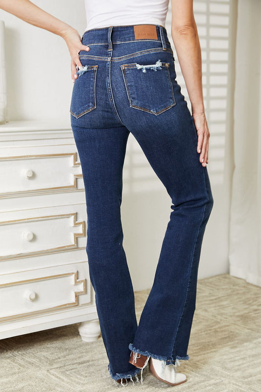 Judy Blue High Waist Vintage Frayed Hem Bootcut Jeans