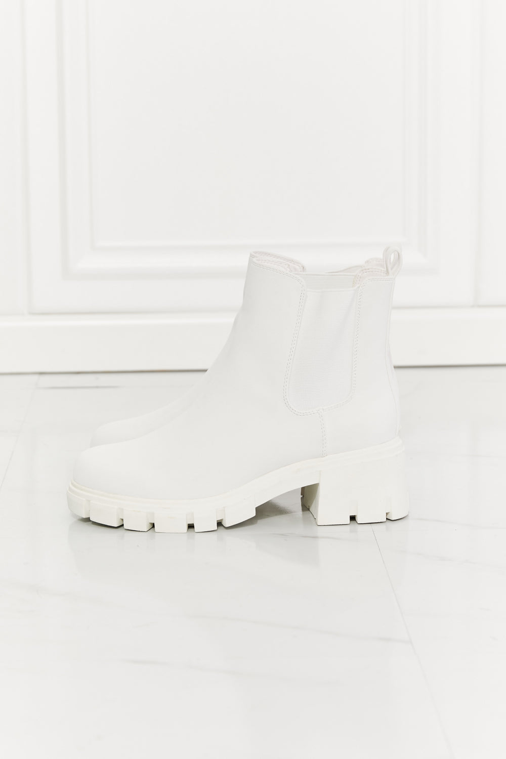 Work For It Matte Lug Sole Chelsea Boots in White