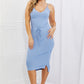 Isabella Ribbed Front Tie Midi Dress in Pastel Blue