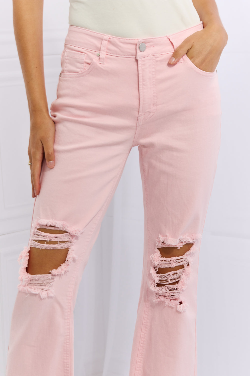 RISEN Miley Distressed Ankle Flare Jeans