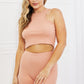 In The Works Ribbed Halter Crop Top and Biker Shorts Sets in Peach