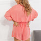 Play It Cool Three-Quarter Sleeve Romper in Coral