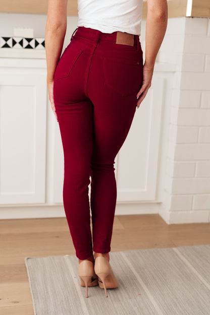 Judy Blue High Rise Control Top Skinny Jeans Scarlet