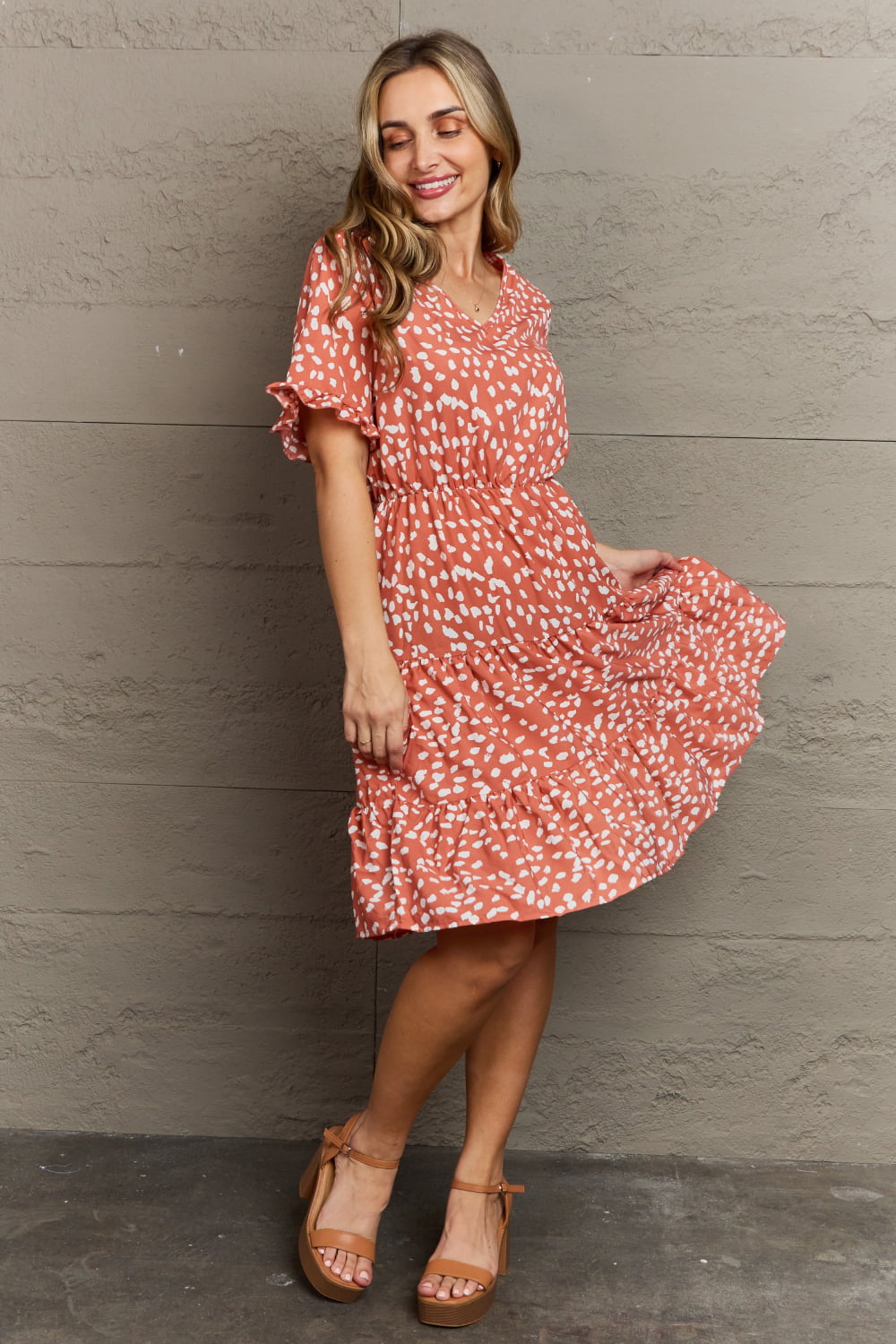 Positive Thoughts Printed Woven Ruffle Dress