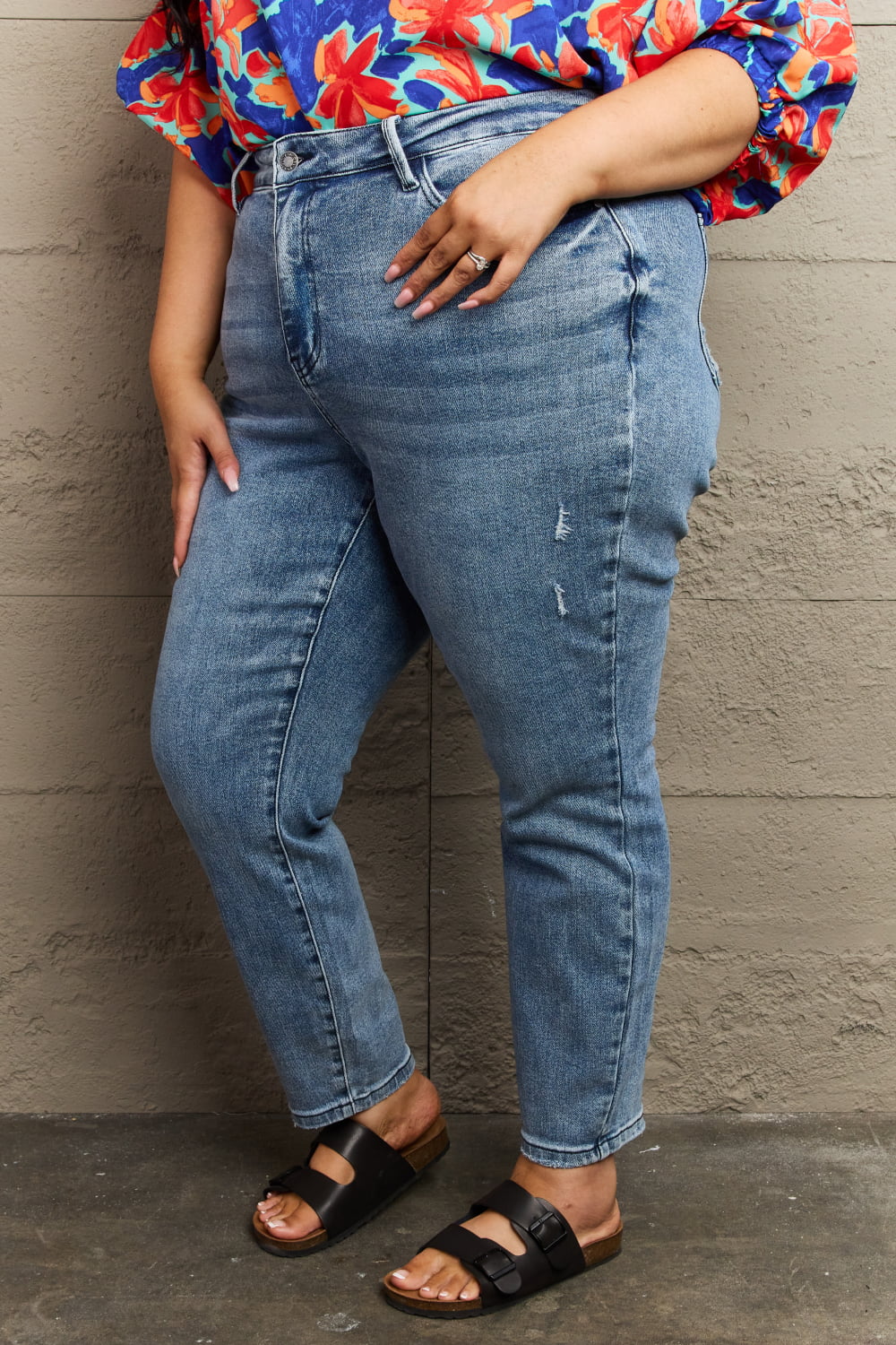 Judy Blue Kayla High Waist Distressed Slim Jeans