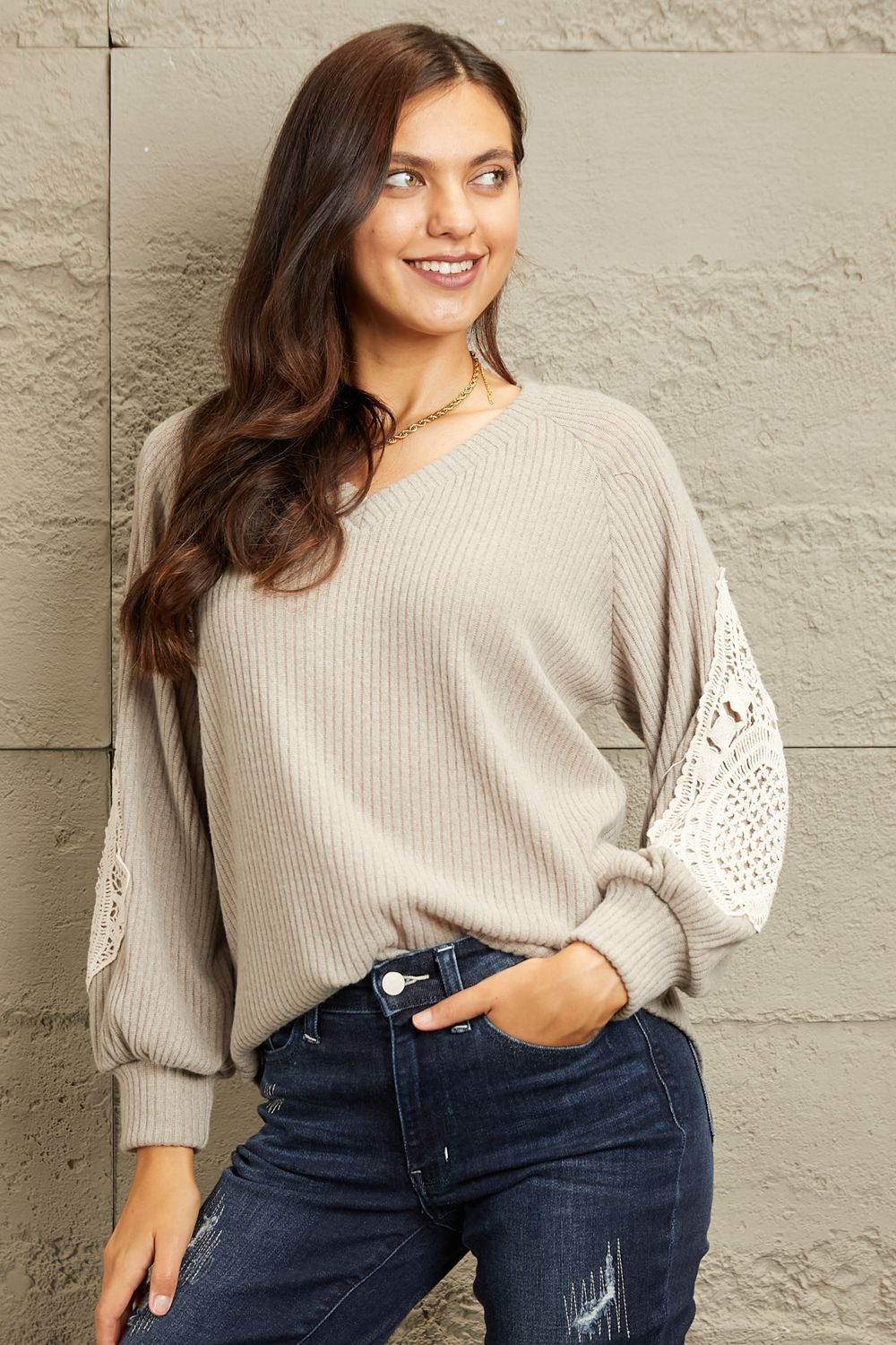Melanie Lace Patch Detail Sweater